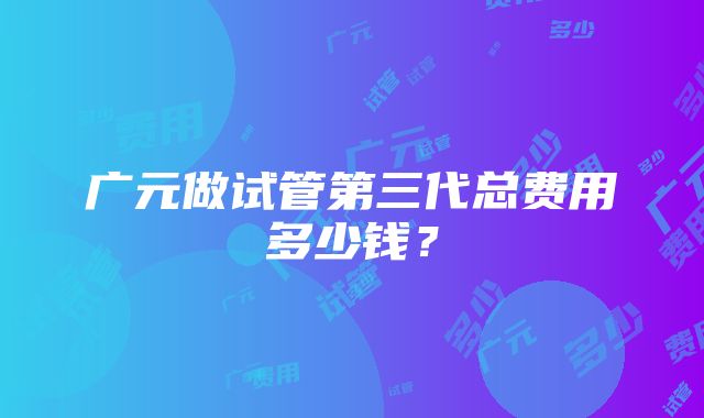 广元做试管第三代总费用多少钱？