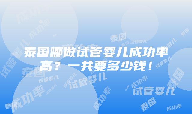 泰国哪做试管婴儿成功率高？一共要多少钱！