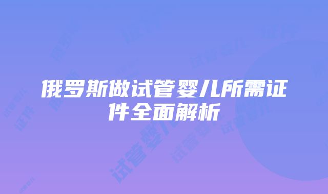 俄罗斯做试管婴儿所需证件全面解析