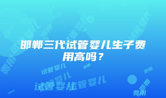 邯郸三代试管婴儿生子费用高吗？