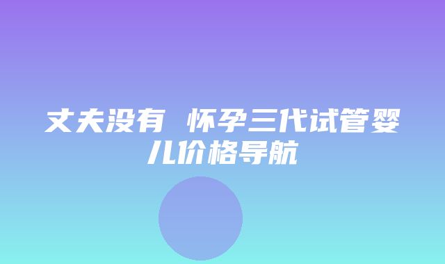 丈夫没有 怀孕三代试管婴儿价格导航