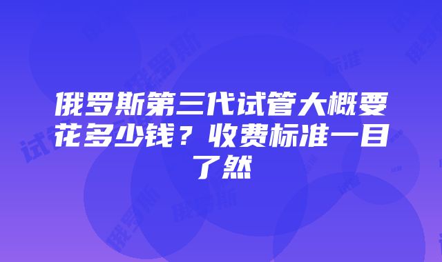 俄罗斯第三代试管大概要花多少钱？收费标准一目了然