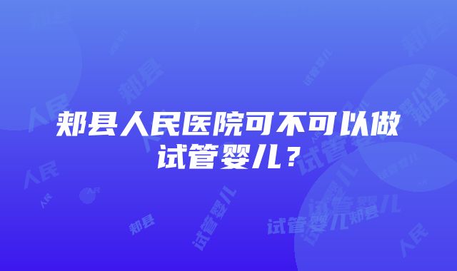 郏县人民医院可不可以做试管婴儿？