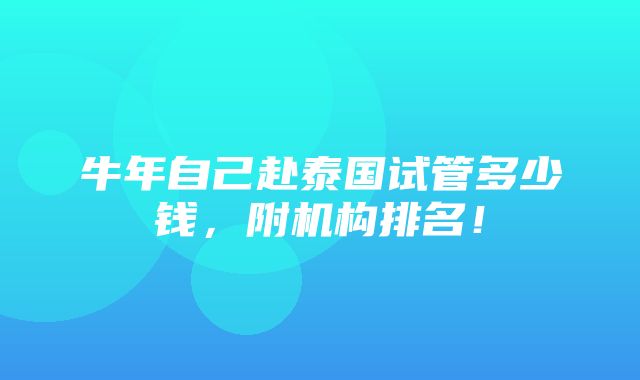 牛年自己赴泰国试管多少钱，附机构排名！