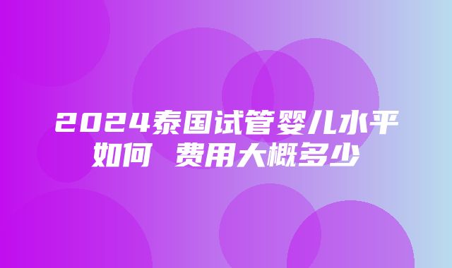 2024泰国试管婴儿水平如何 费用大概多少