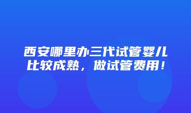 西安哪里办三代试管婴儿比较成熟，做试管费用！