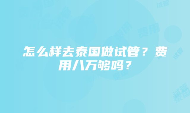 怎么样去泰国做试管？费用八万够吗？