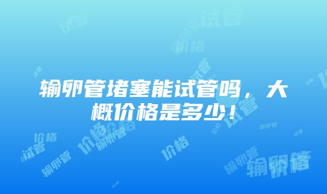 输卵管堵塞能试管吗，大概价格是多少！