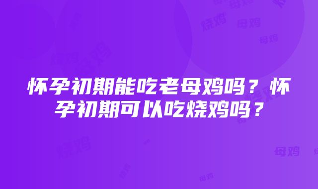 怀孕初期能吃老母鸡吗？怀孕初期可以吃烧鸡吗？