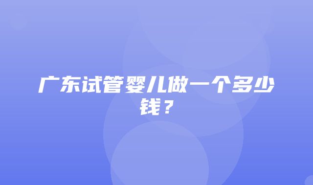 广东试管婴儿做一个多少钱？