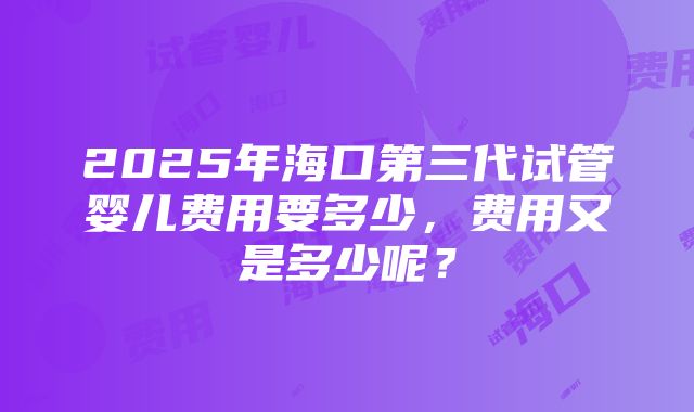 2025年海口第三代试管婴儿费用要多少，费用又是多少呢？