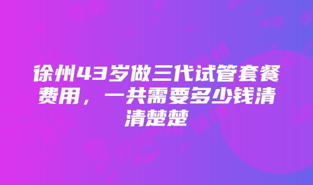 徐州43岁做三代试管套餐费用，一共需要多少钱清清楚楚