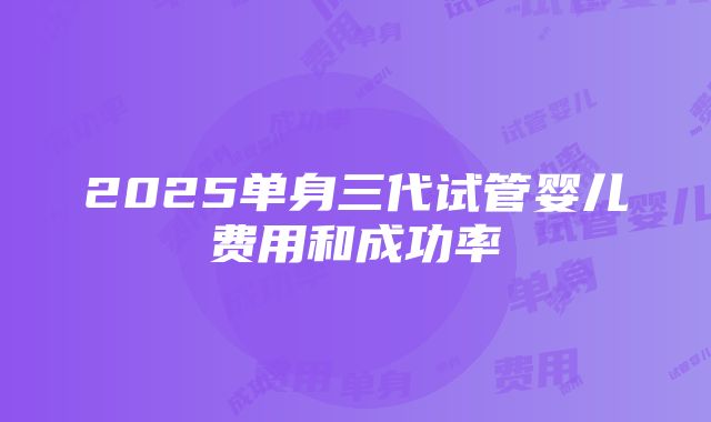 2025单身三代试管婴儿费用和成功率