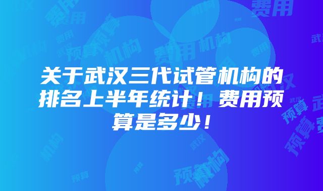 关于武汉三代试管机构的排名上半年统计！费用预算是多少！