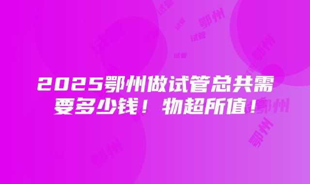 2025鄂州做试管总共需要多少钱！物超所值！