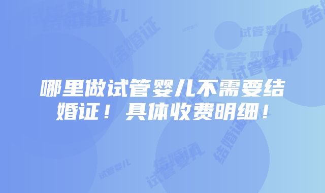 哪里做试管婴儿不需要结婚证！具体收费明细！