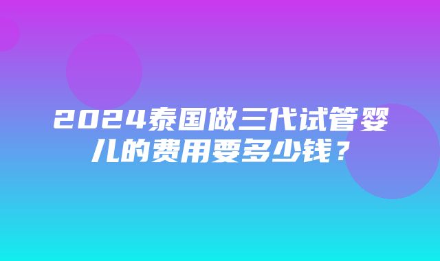 2024泰国做三代试管婴儿的费用要多少钱？