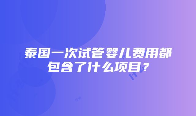 泰国一次试管婴儿费用都包含了什么项目？