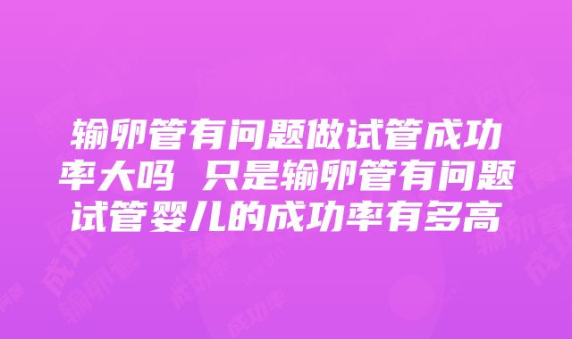 输卵管有问题做试管成功率大吗 只是输卵管有问题试管婴儿的成功率有多高