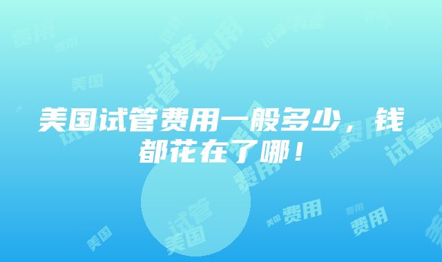 美国试管费用一般多少，钱都花在了哪！