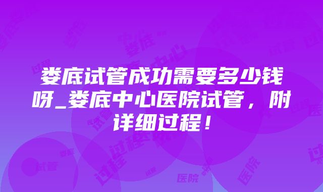 娄底试管成功需要多少钱呀_娄底中心医院试管，附详细过程！