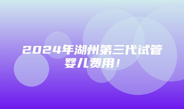 2024年湖州第三代试管婴儿费用！