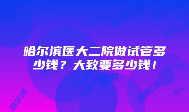 哈尔滨医大二院做试管多少钱？大致要多少钱！