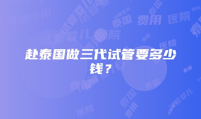 赴泰国做三代试管要多少钱？