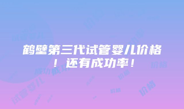 鹤壁第三代试管婴儿价格！还有成功率！