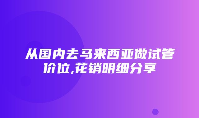 从国内去马来西亚做试管价位,花销明细分享