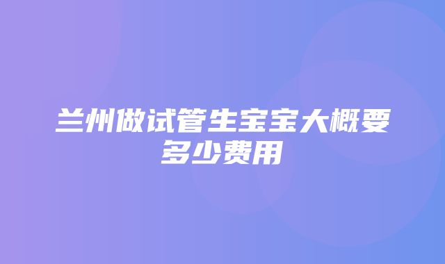 兰州做试管生宝宝大概要多少费用