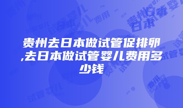 贵州去日本做试管促排卵,去日本做试管婴儿费用多少钱