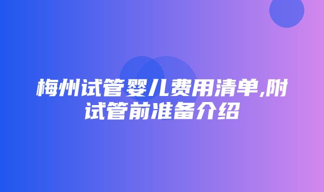 梅州试管婴儿费用清单,附试管前准备介绍