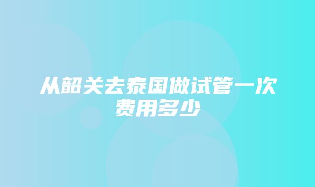 从韶关去泰国做试管一次费用多少