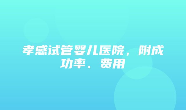 孝感试管婴儿医院，附成功率、费用