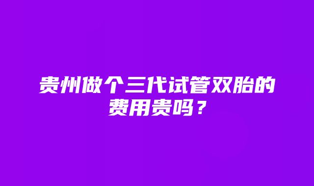 贵州做个三代试管双胎的费用贵吗？