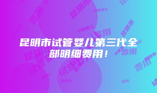 昆明市试管婴儿第三代全部明细费用！