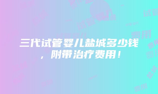 三代试管婴儿盐城多少钱，附带治疗费用！