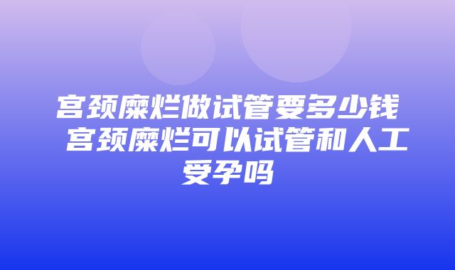 宫颈糜烂做试管要多少钱 宫颈糜烂可以试管和人工受孕吗