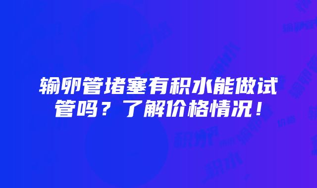 输卵管堵塞有积水能做试管吗？了解价格情况！