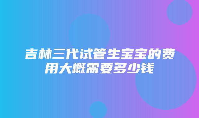 吉林三代试管生宝宝的费用大概需要多少钱