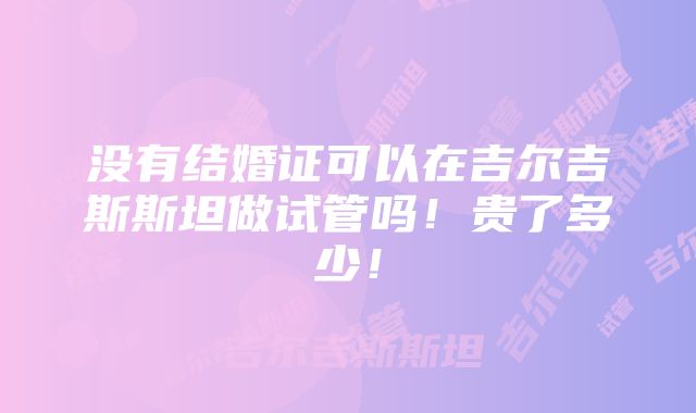 没有结婚证可以在吉尔吉斯斯坦做试管吗！贵了多少！