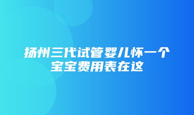 扬州三代试管婴儿怀一个宝宝费用表在这