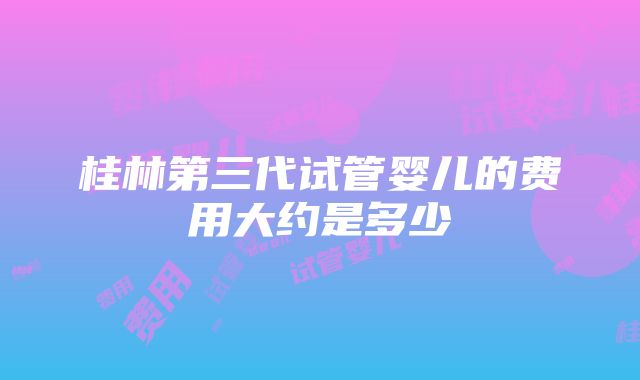 桂林第三代试管婴儿的费用大约是多少