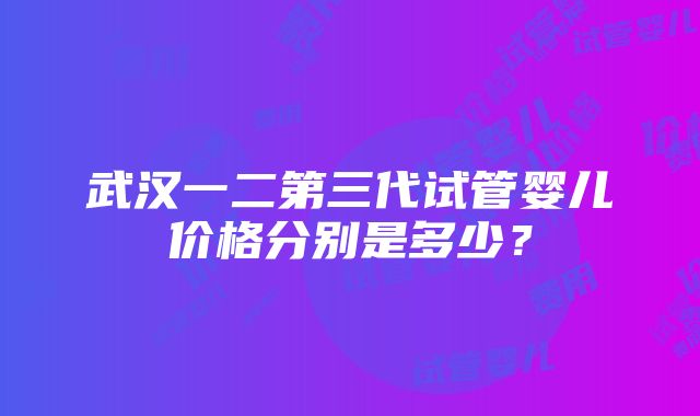 武汉一二第三代试管婴儿价格分别是多少？