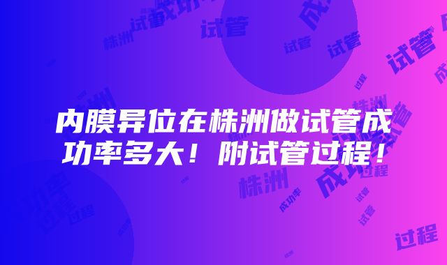 内膜异位在株洲做试管成功率多大！附试管过程！