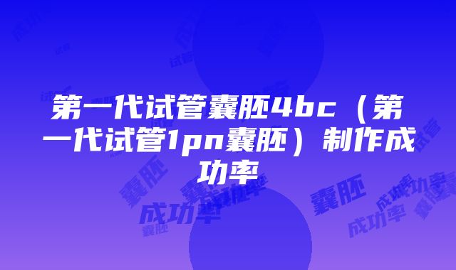 第一代试管囊胚4bc（第一代试管1pn囊胚）制作成功率