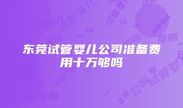 东莞试管婴儿公司准备费用十万够吗