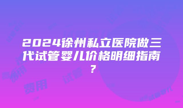 2024徐州私立医院做三代试管婴儿价格明细指南？