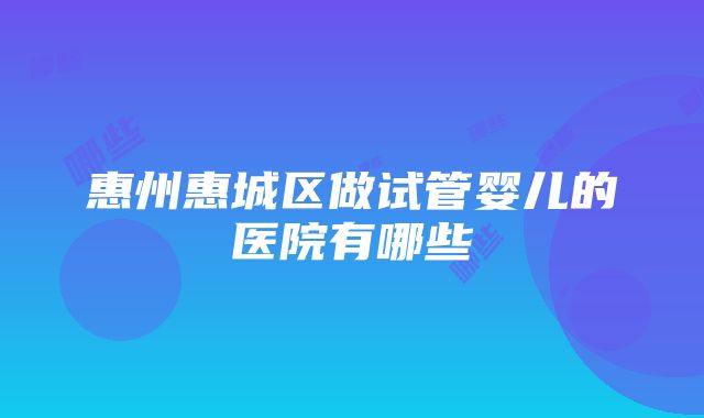 惠州惠城区做试管婴儿的医院有哪些